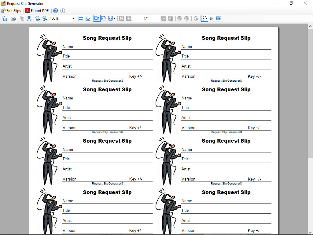 Request Slip Generator V2.0.1 - Free Download - Oldergeeks for Free Karaoke Slips Printable
