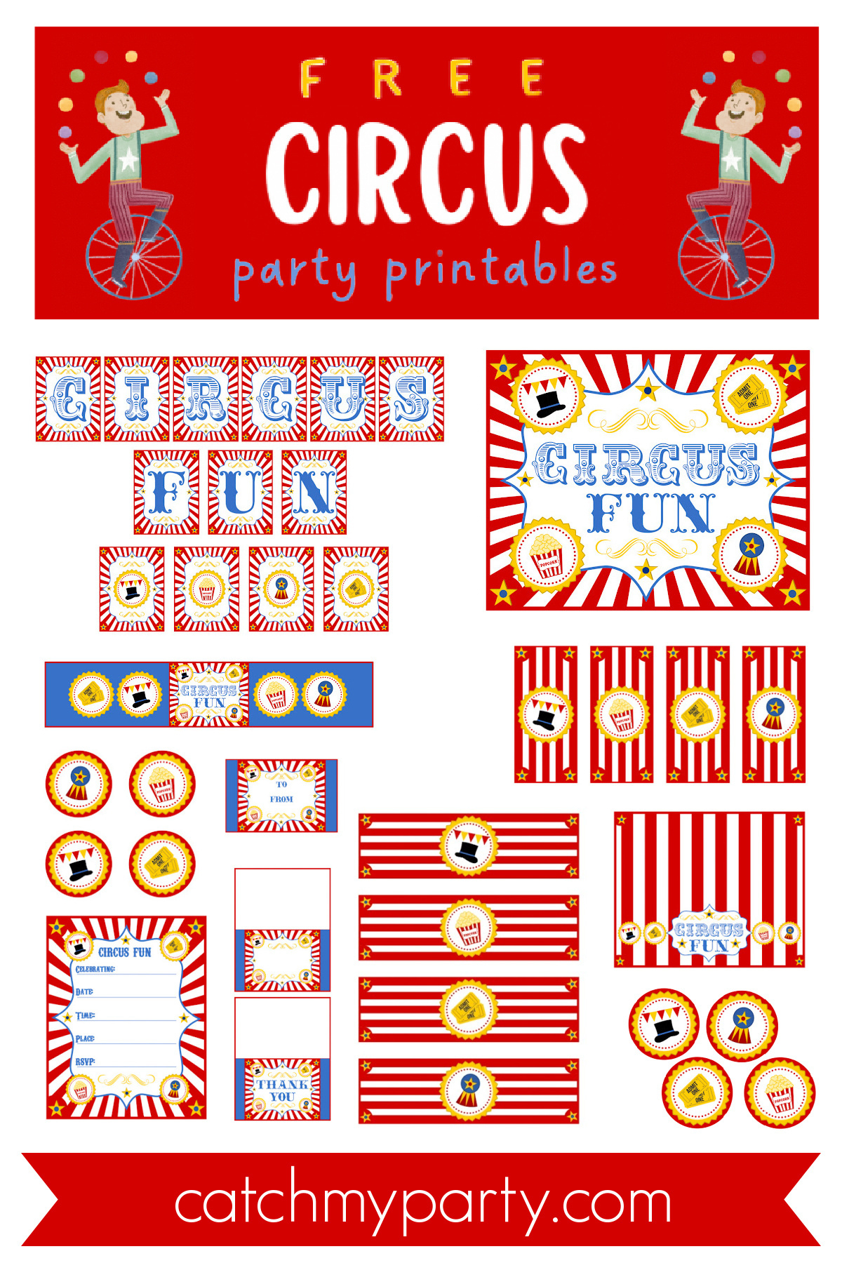 Retro Circus Party Printables (Free Download)! | Catch My Party in Free Printable Circus Activities