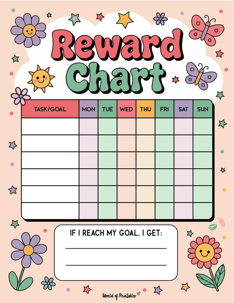 Rewards Chart Printable - 20+ Free Templates! - World Of Printables intended for Downloadable Free Printable Sticker Chart