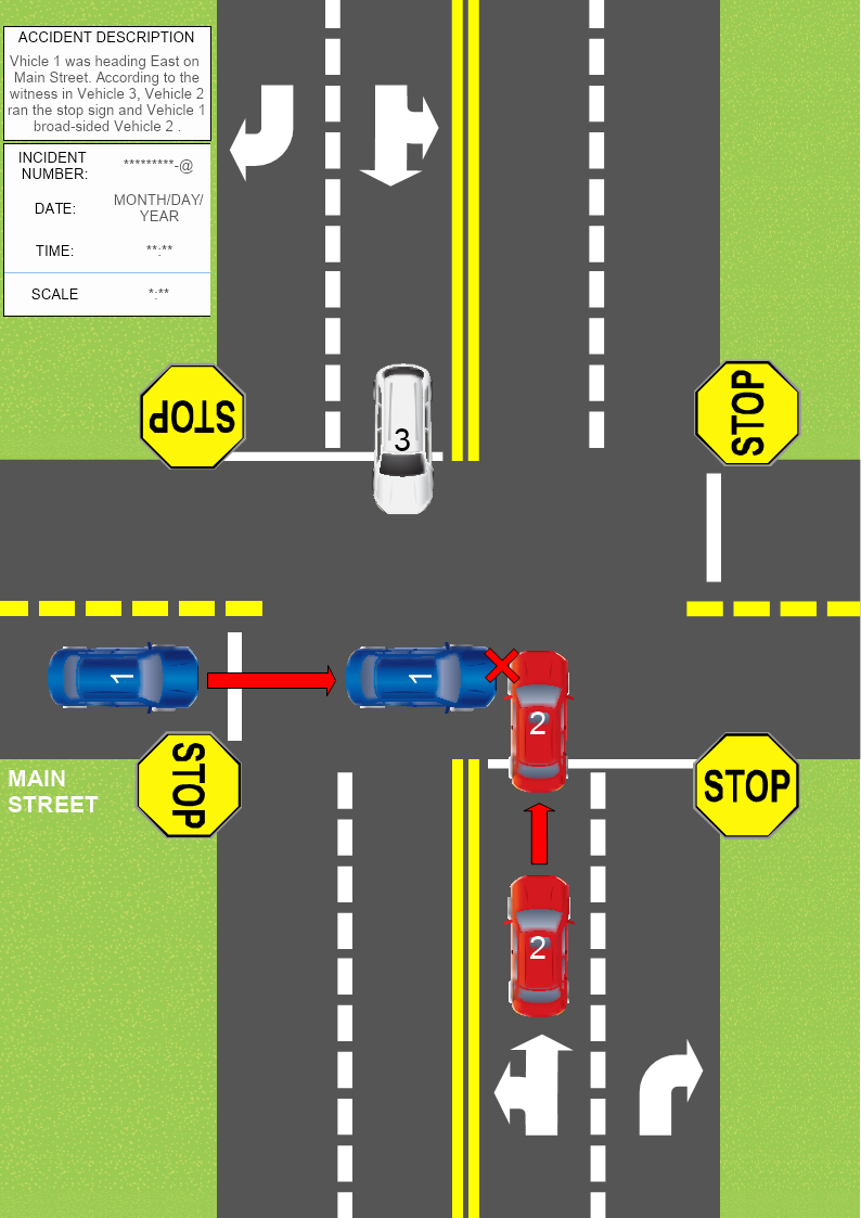 Road Accident Crossroad Template | Mydraw with Free Accident Scene Diagram Templates