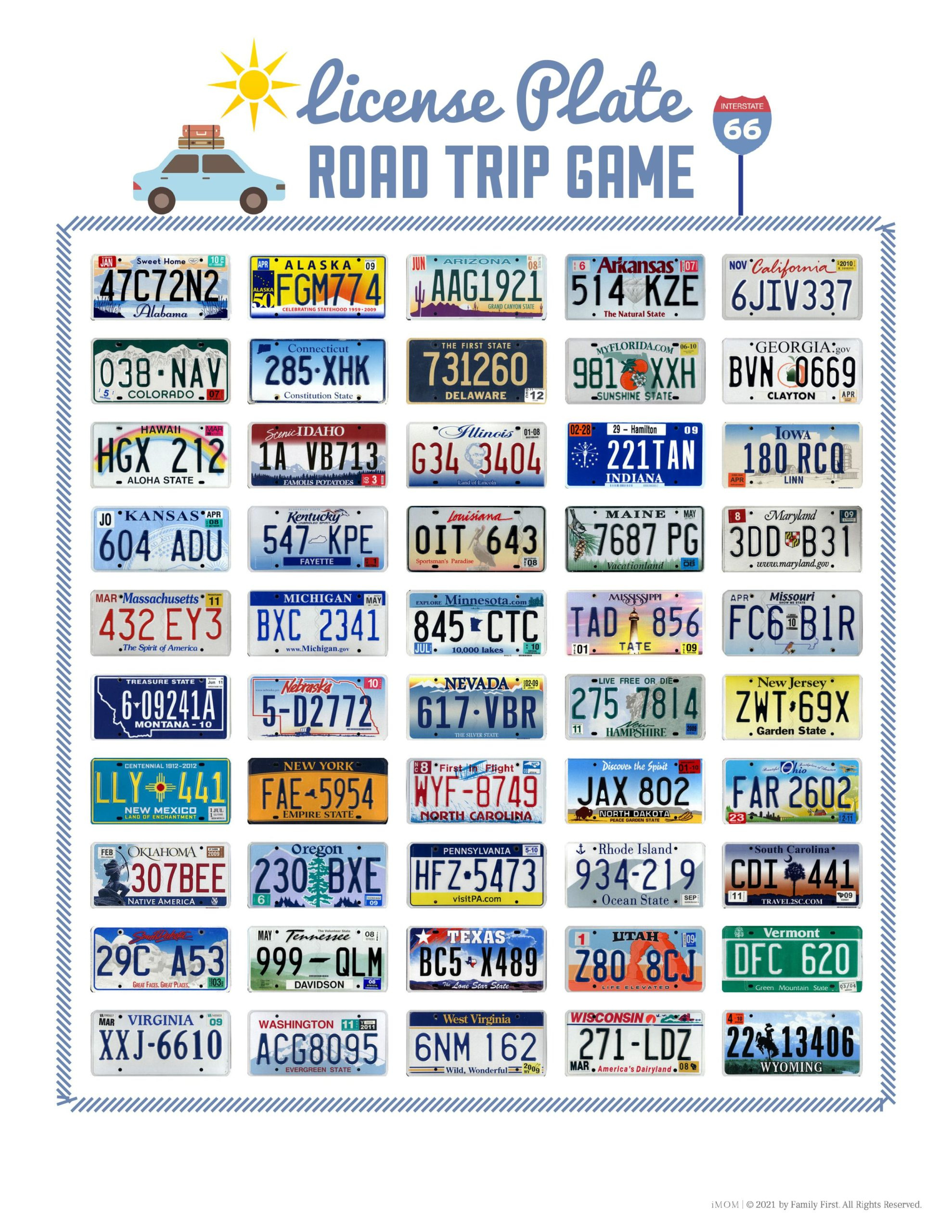 Road Trip Games For Summer - Imom in Free Printable License Plate Bingo