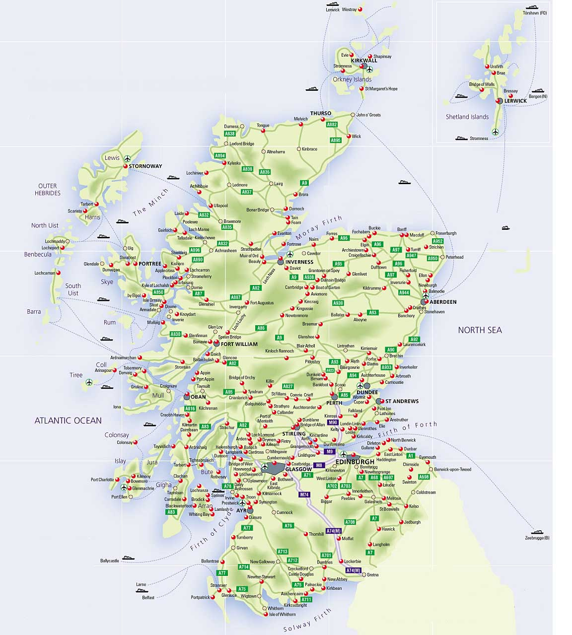 Roadmap Of Scotland - Scotland Info Guide regarding Printable Map Of Scotland Free