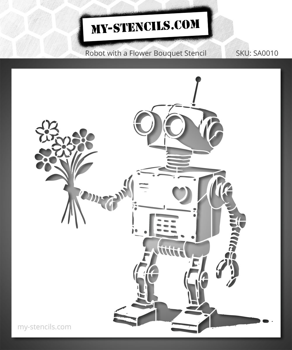 Robot Street Art Style Stencil - Perfect For Bold Canvases And Murals intended for Printable Street Art Stencils