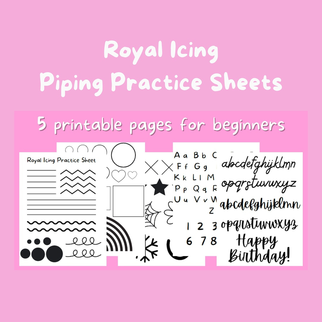 Royal Icing Practice Sheet, Printable Piping Practice Sheet, Digital Guide For Bakers, Cookie Decorating - Etsy Canada intended for Template Free Printable Icing Practice Sheets