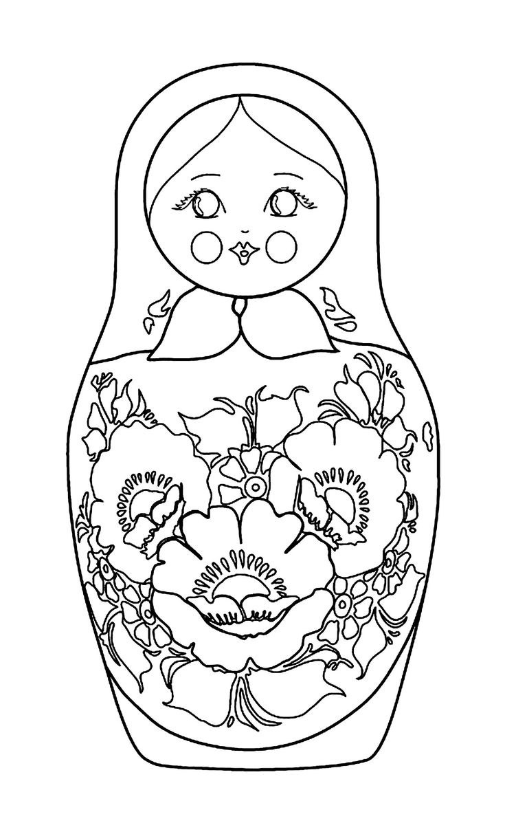 Russian Doll With Beautiful Flowers - Russian Doll Coloring Pages regarding Free Printable Russian Nesting Dolls