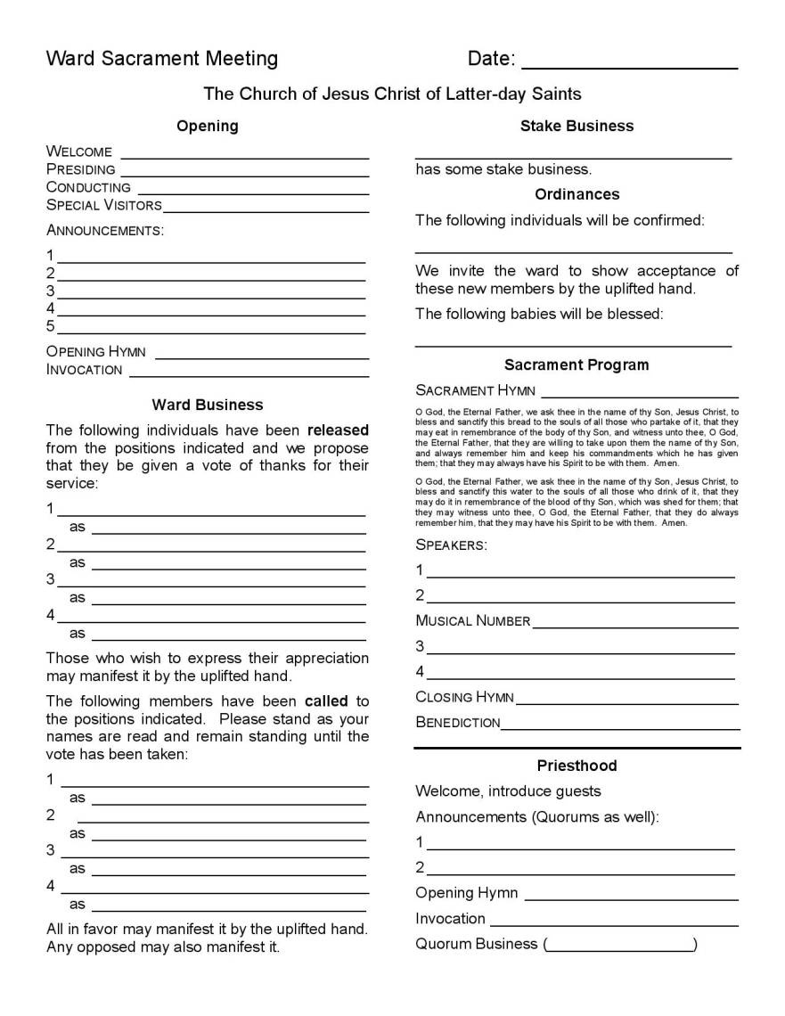 Sacrament Meeting Agenda Templates For Bishoprics - Leading Saints for Lds Program Templates Free