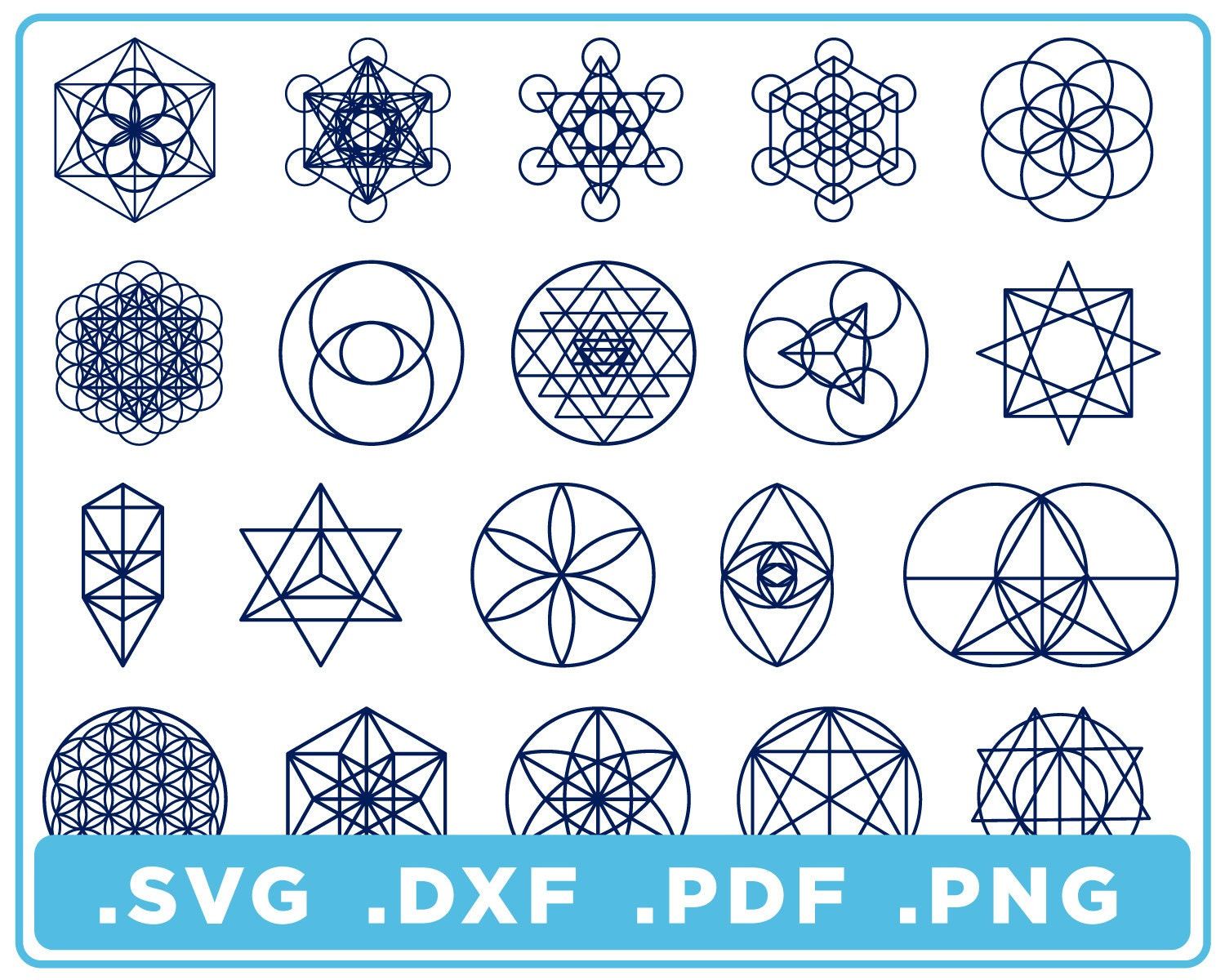 Sacred Geometry Set Of 20 Individual Designs Svg/Dxf/Png/Pdf, Cut throughout Printable Sacred Geometry Patterns