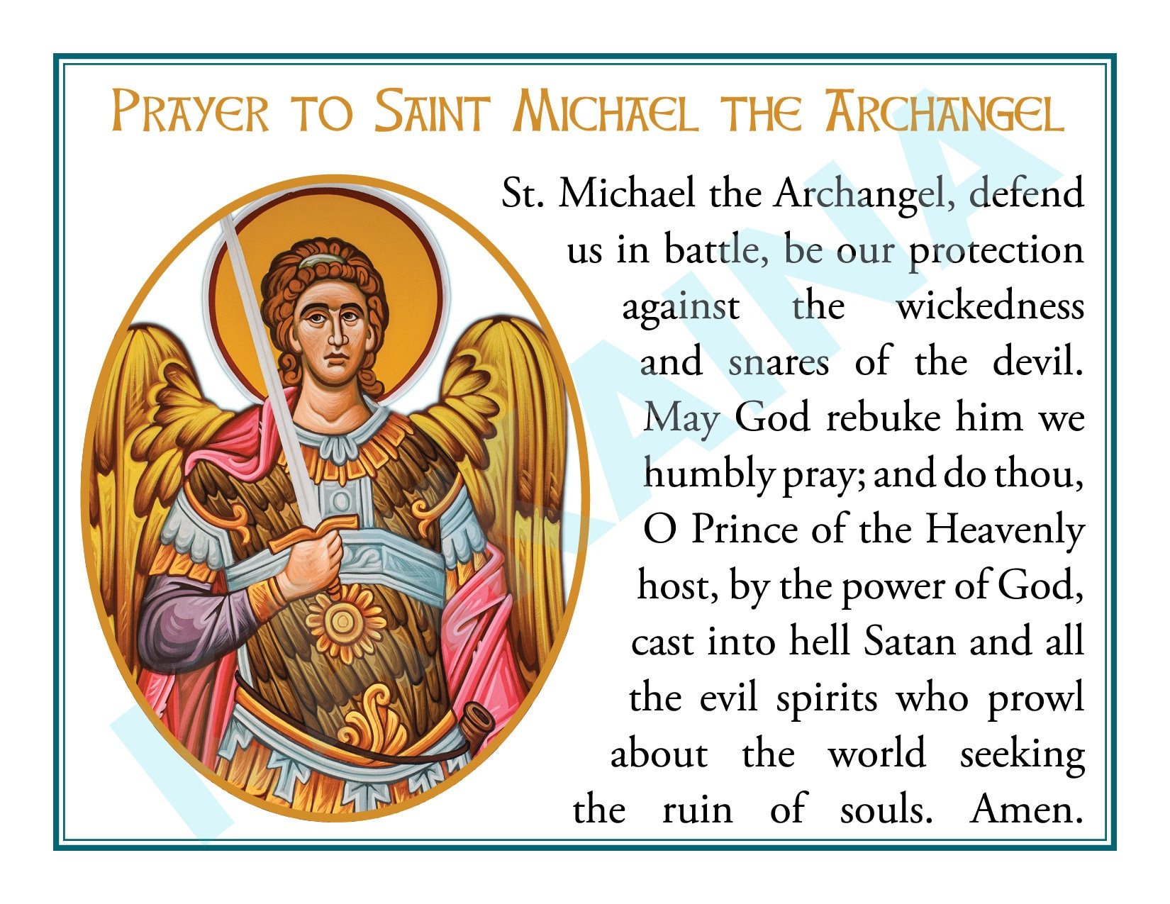 Saint Michael The Archangel Downloadable And Printable Prayer Card 4-Up A Page - Catholic Prayer Card with Printable Free Printable St Michael Prayer