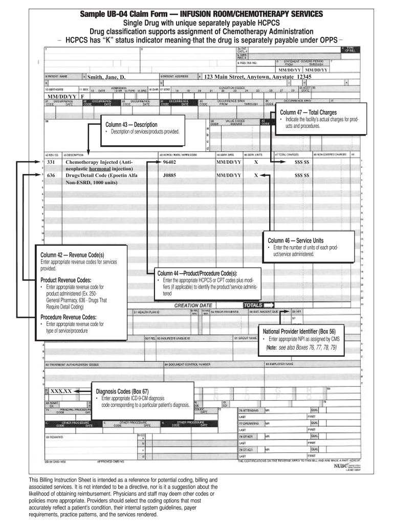 Sample Ub-04 Claim Form - Fill Online, Printable, Fillable, Blank intended for Free Printable Ub 04 Claim Form