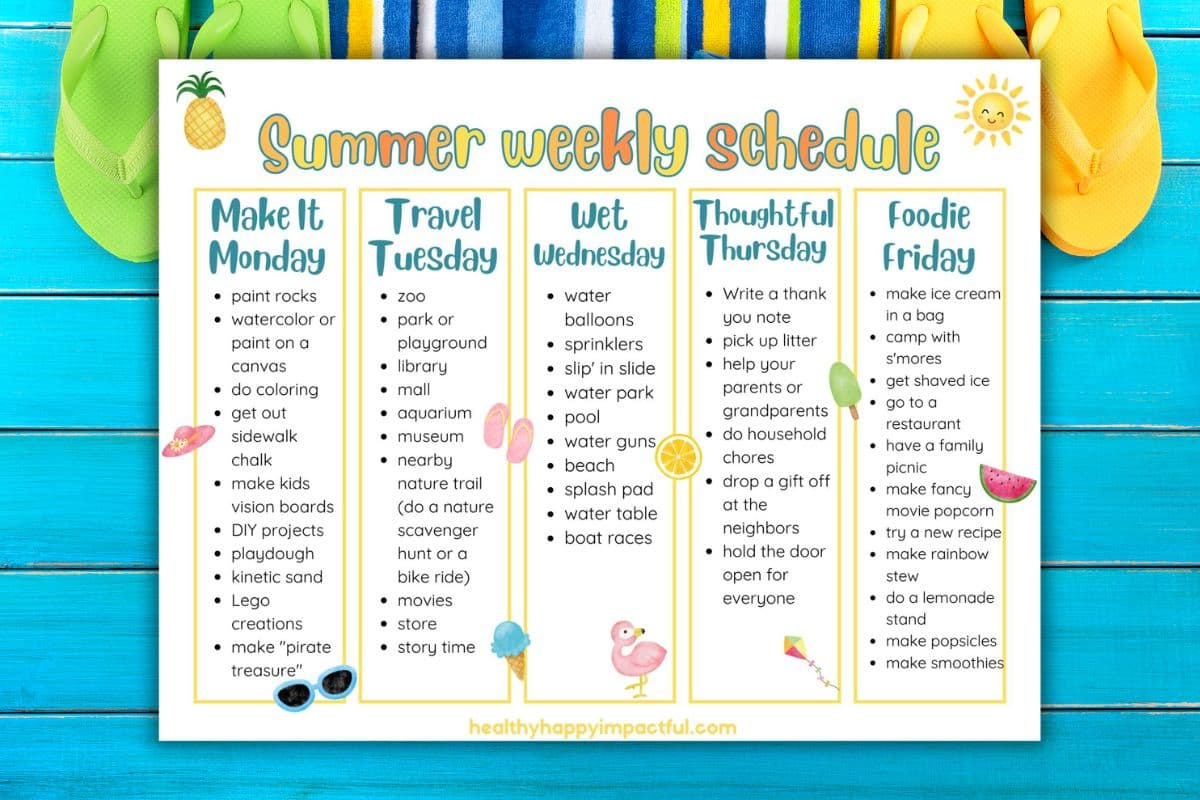 Sanity-Saving Summer Schedule Printable For Kids within Free Summer Camp Schedule Template