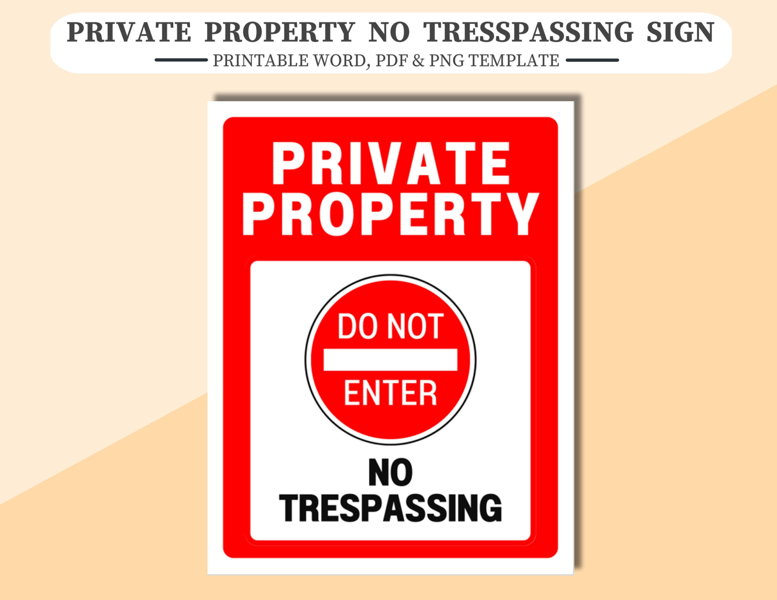 Schild „Betreten Verboten“ Auf Privatgrundstücken. Druckbare Word in Free No Trespassing Sign Template