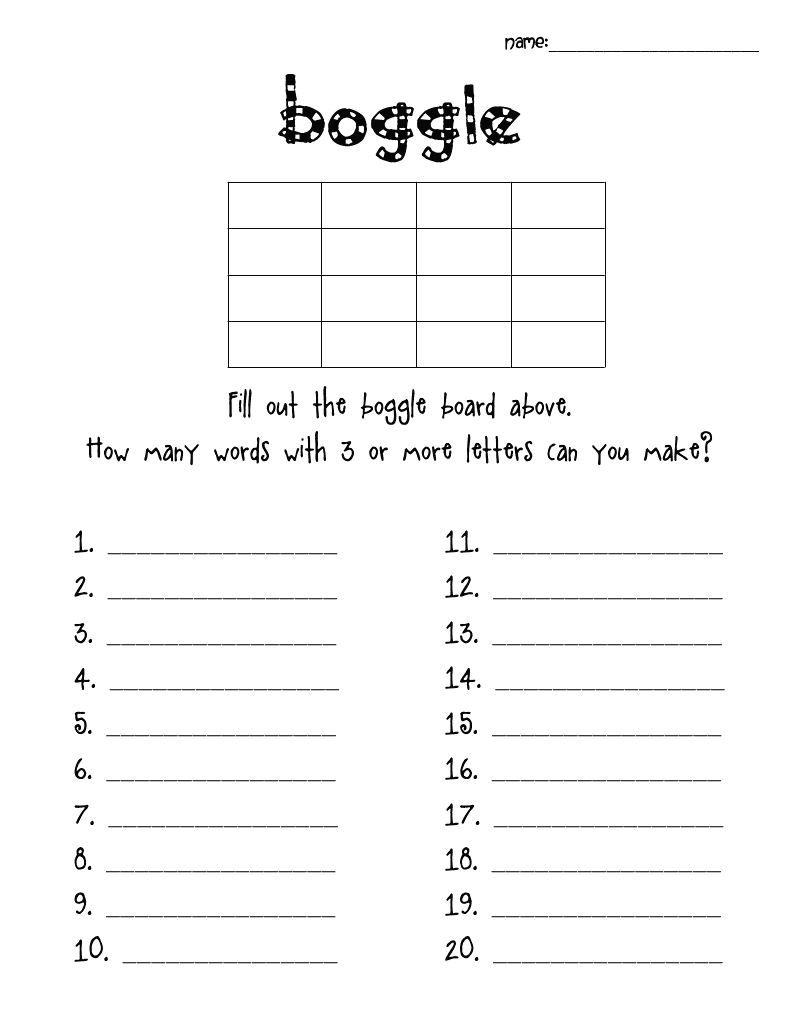 School Day Love: Boggle intended for Free Printable Boggle Boards