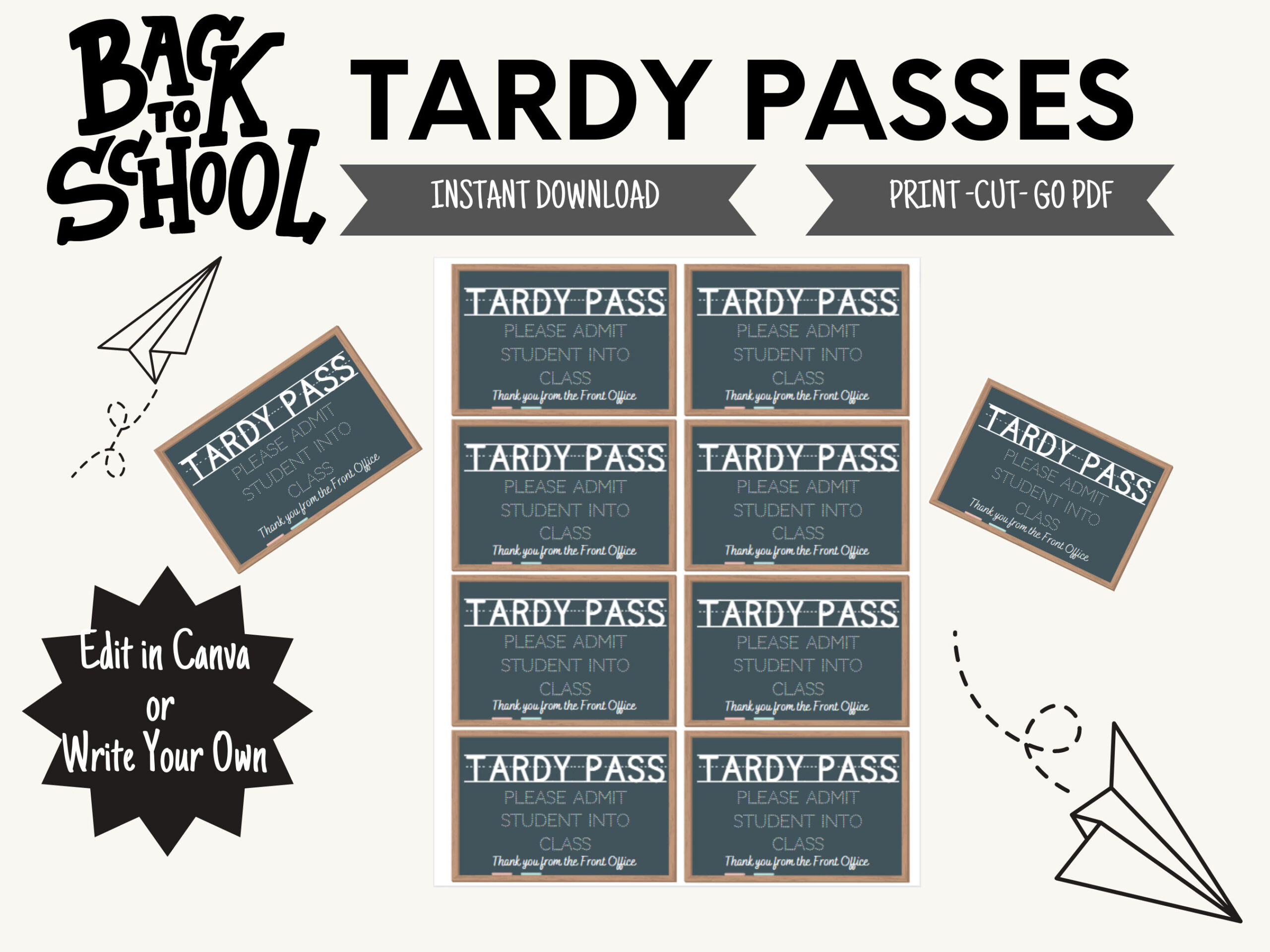 School Tardy Pass Printable| Instant Download| Late Pass Template throughout Free Printable Printable Tardy Slips