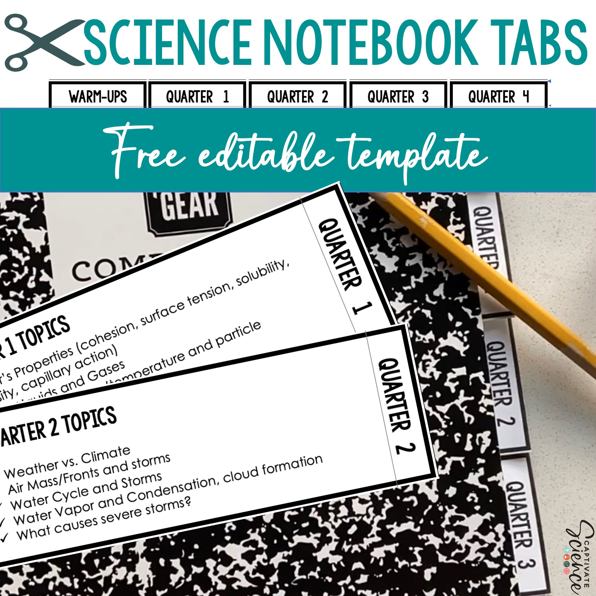 Science Notebook Tabs - Captivate Science pertaining to Free Interactive Science Notebook Templates