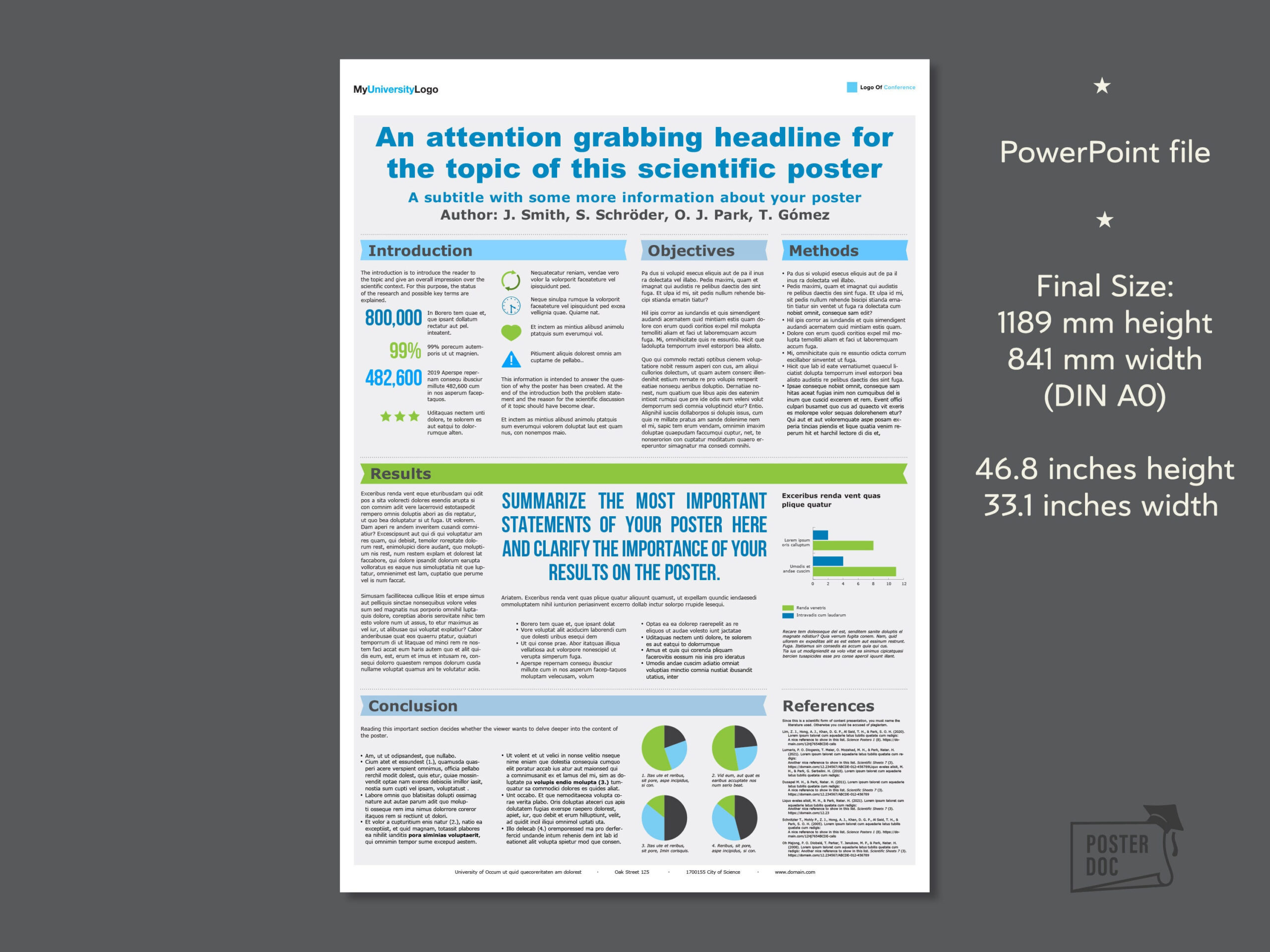 Scientific Poster Powerpoint Template - Din A0 Portrait Format - Etsy within A0 Portrait Poster Template Free Download