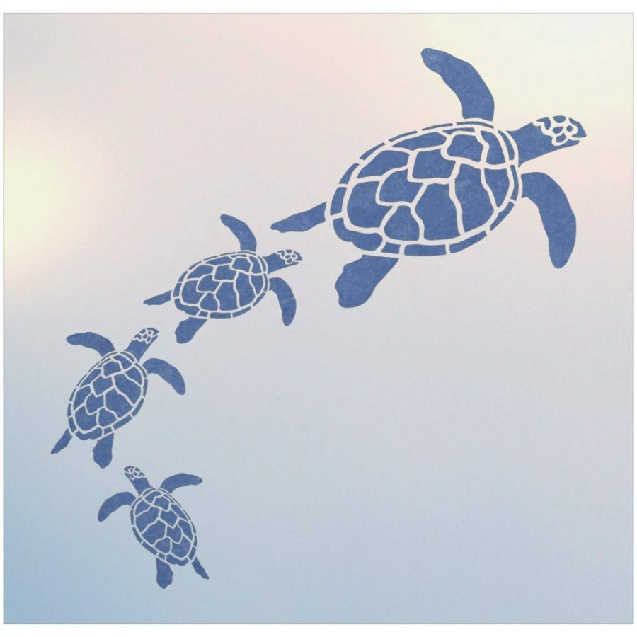 Sea Turtle Family Stencil Template for Free Printable Turtle Stencil