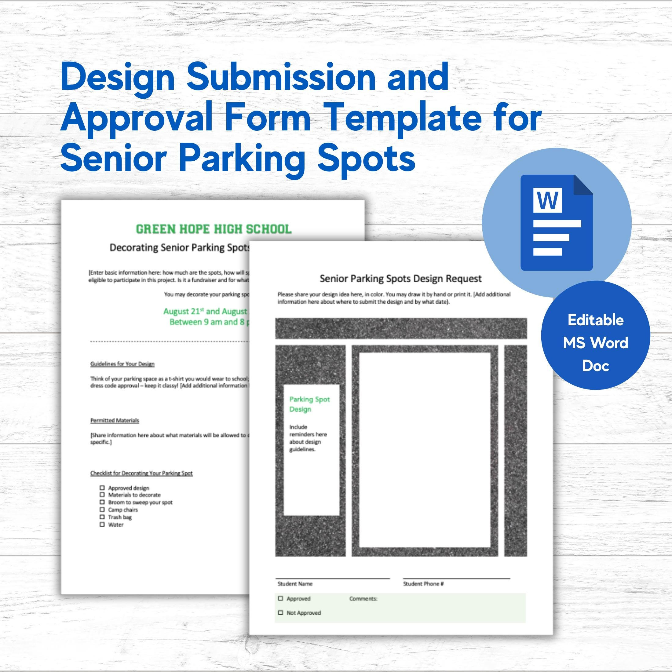 Senior Parking Spot Info Packet And Design Form Template | Ms Word throughout Senior Parking Spot Stencils Printable
