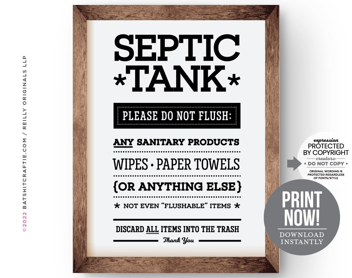 Septic Tank Bathroom Sign Instant Download Printable System Do Not throughout Free Printable Septic Signs