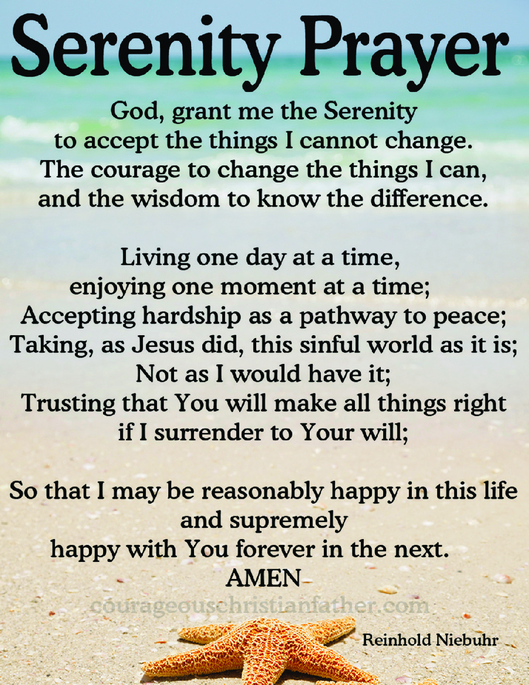 Serenity Prayer - Courageous Christian Father within Free Serenity Prayer Printable