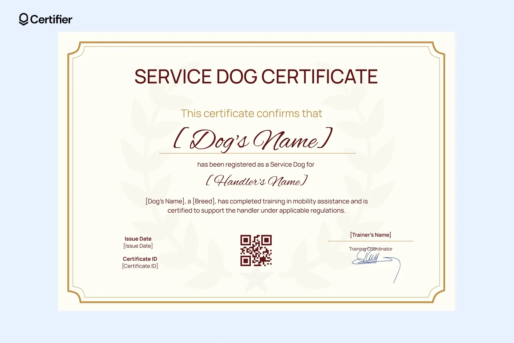 Service Dog Certificate Templates: Free &amp;amp; Customizable regarding Free Printable Service Dog Certificate