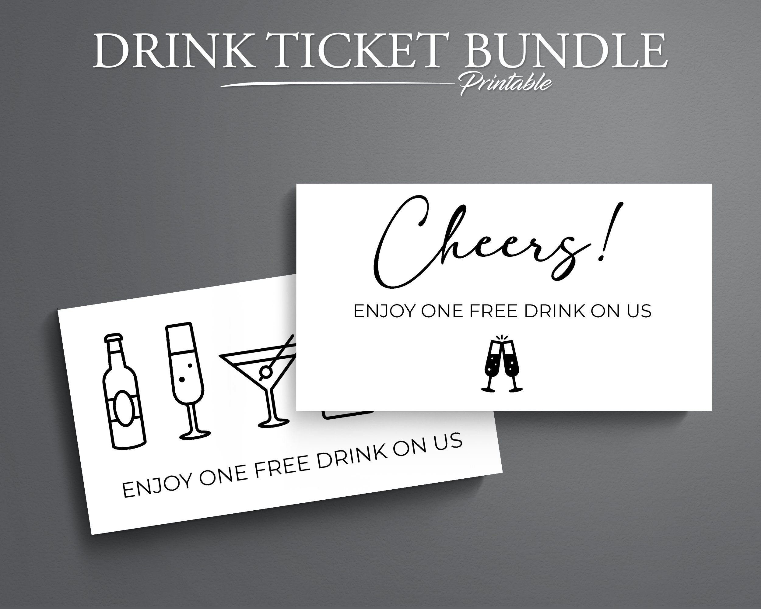 Set Of 5 Printable Drink Ticket Templates For Weddings And Parties intended for Free Printable Drink Voucher