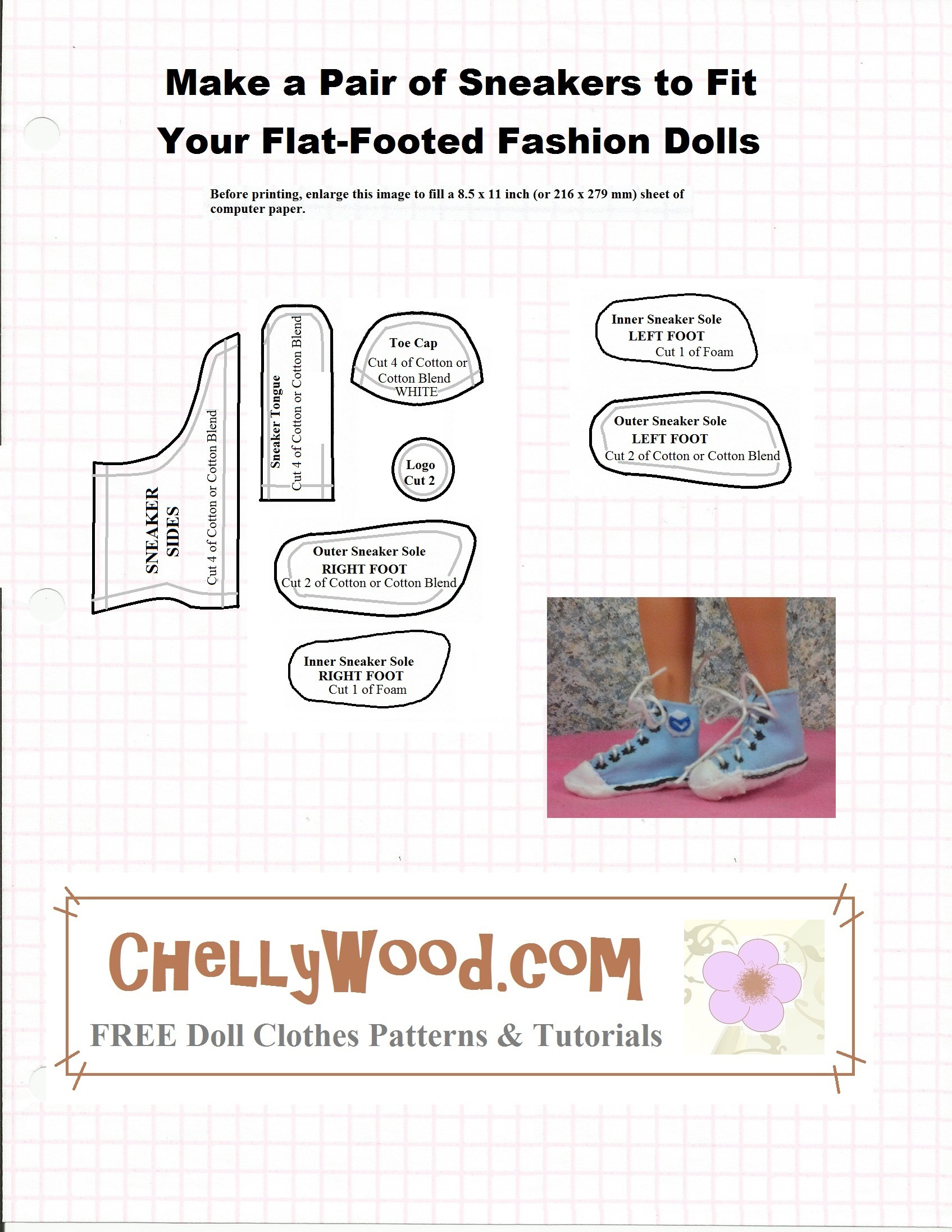 Sew A Pair Of #Sneakers For Your #Fashiondoll W/ Free Pattern From with Free Printable Doll Shoes Patterns