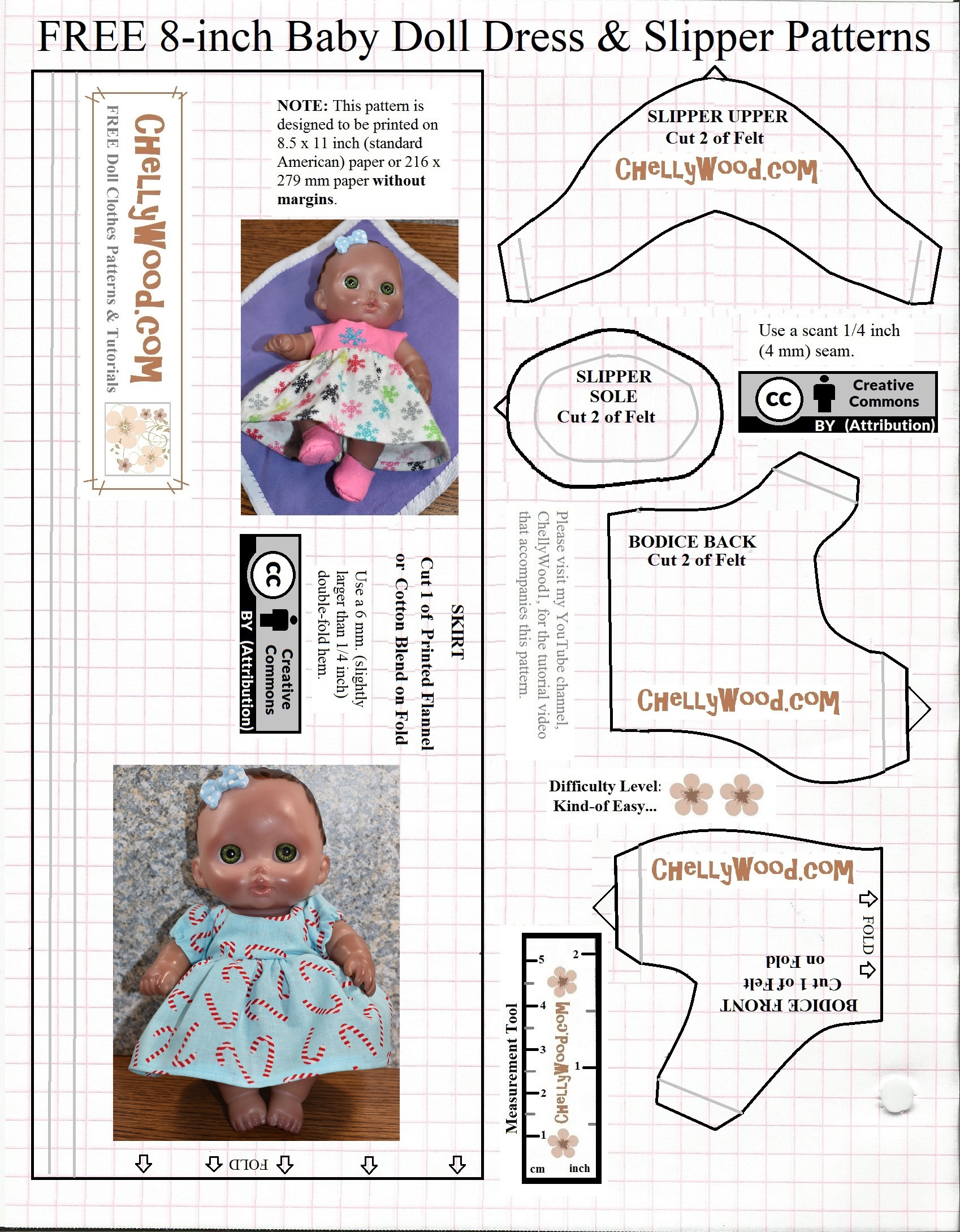 Sew A Pretty #Christmas Dress For Your #Kids&amp;#039; Baby #Dolls W/Free in Free Printable Cabbage Patch Doll Clothes Patterns
