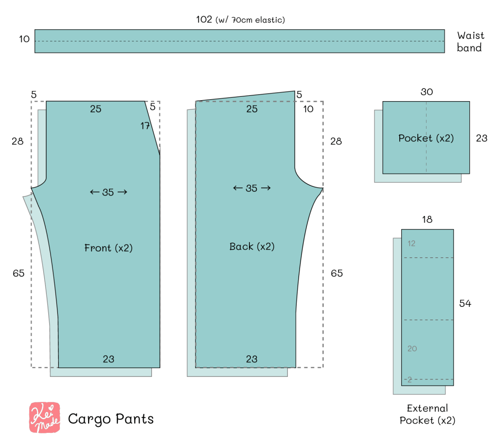 Sewing Easy Cargo Pants (From A Flannelette Bed Sheet) - Keimade in Free Printable Pants Sewing Pattern