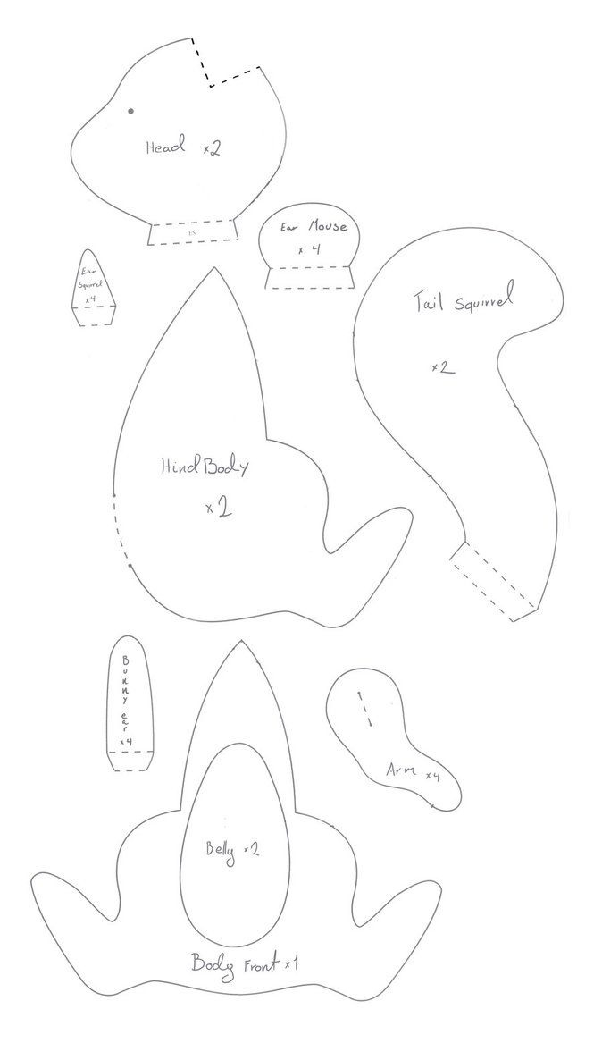 Sewing Pattern Woodland Creaturesexo-Formicidae On Deviantart inside Free Squirrel Pattern Printable