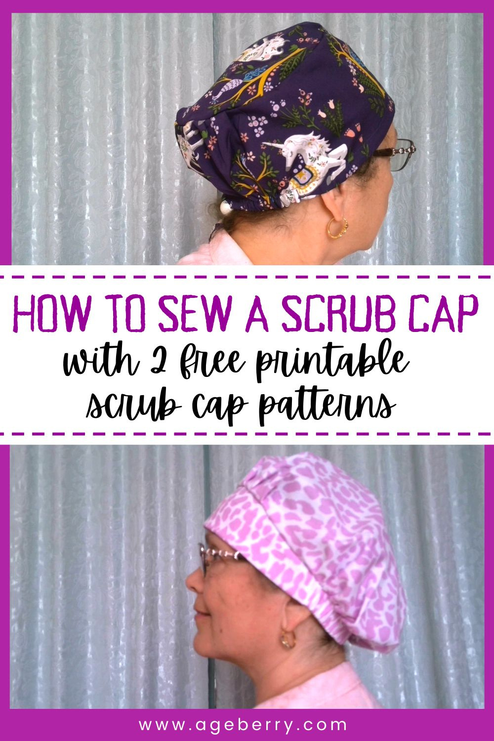 Sewing Tutorial On How To Sew A Scrub Cap Plus 2 Free Printable inside Free Printable Scrub Cap Pattern For Long Hair