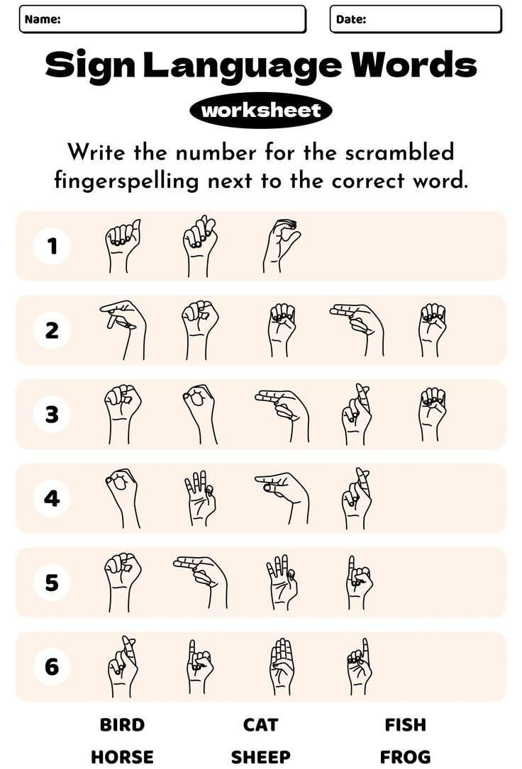 Sign Language Words Worksheets - 10 Free Pdf Printables | Printablee pertaining to Free Printable Asl Words