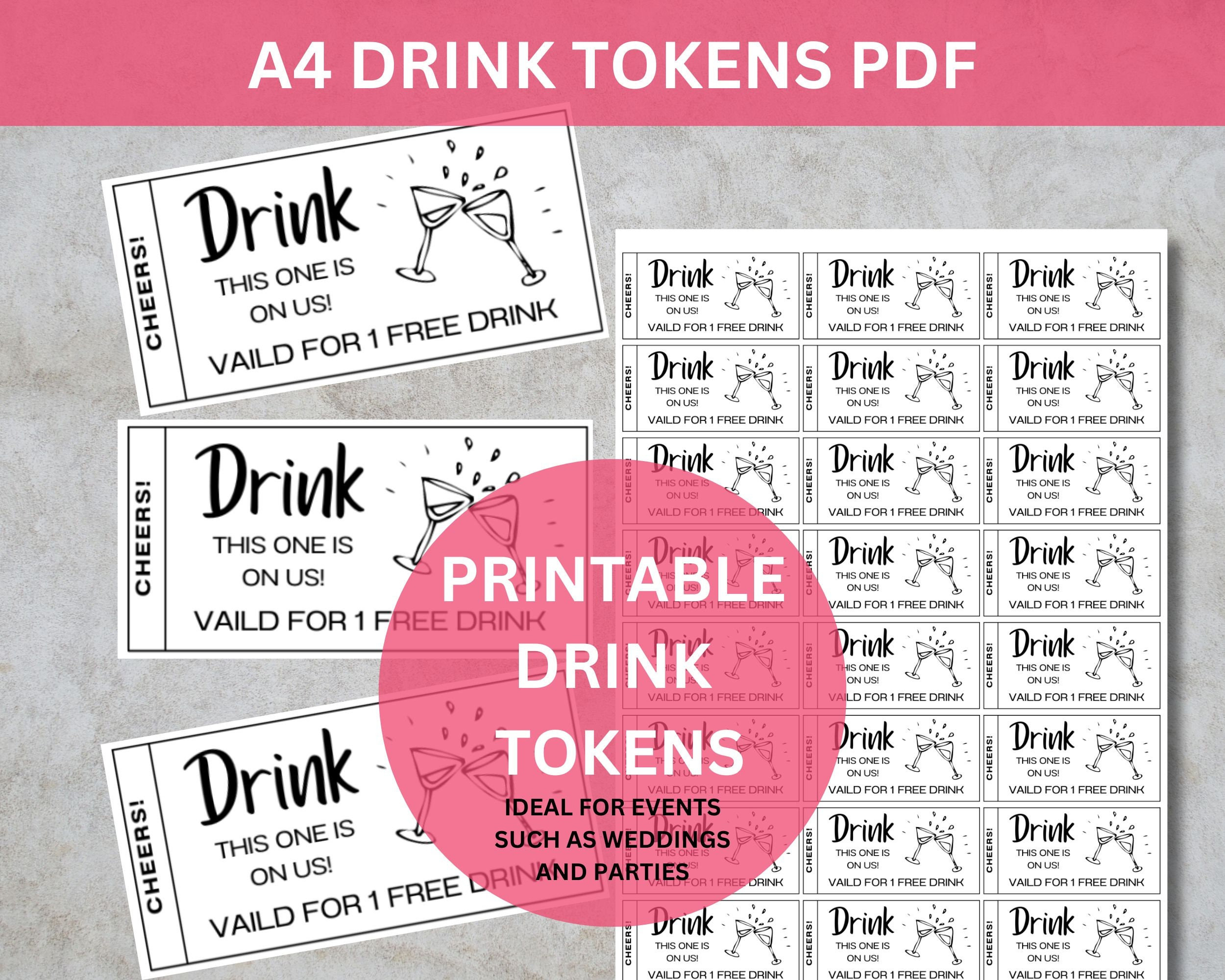 Silver Ticket Printable Drink Ticket Template, Customizable Free throughout Free Printable Drink Voucher