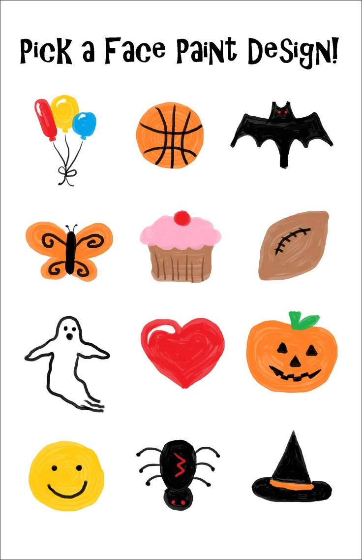 Simple And Quick Face Paint Designs Created For The Halloween Fair. for Free Printable Face Painting Stencils