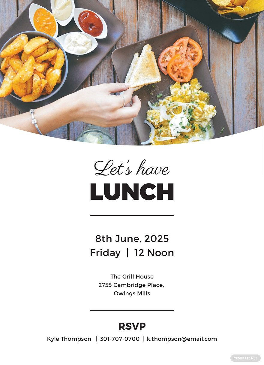 Simple Lunch Invitation Template In Publisher, Illustrator, Word with Free Printable Lunch Invitation Templates