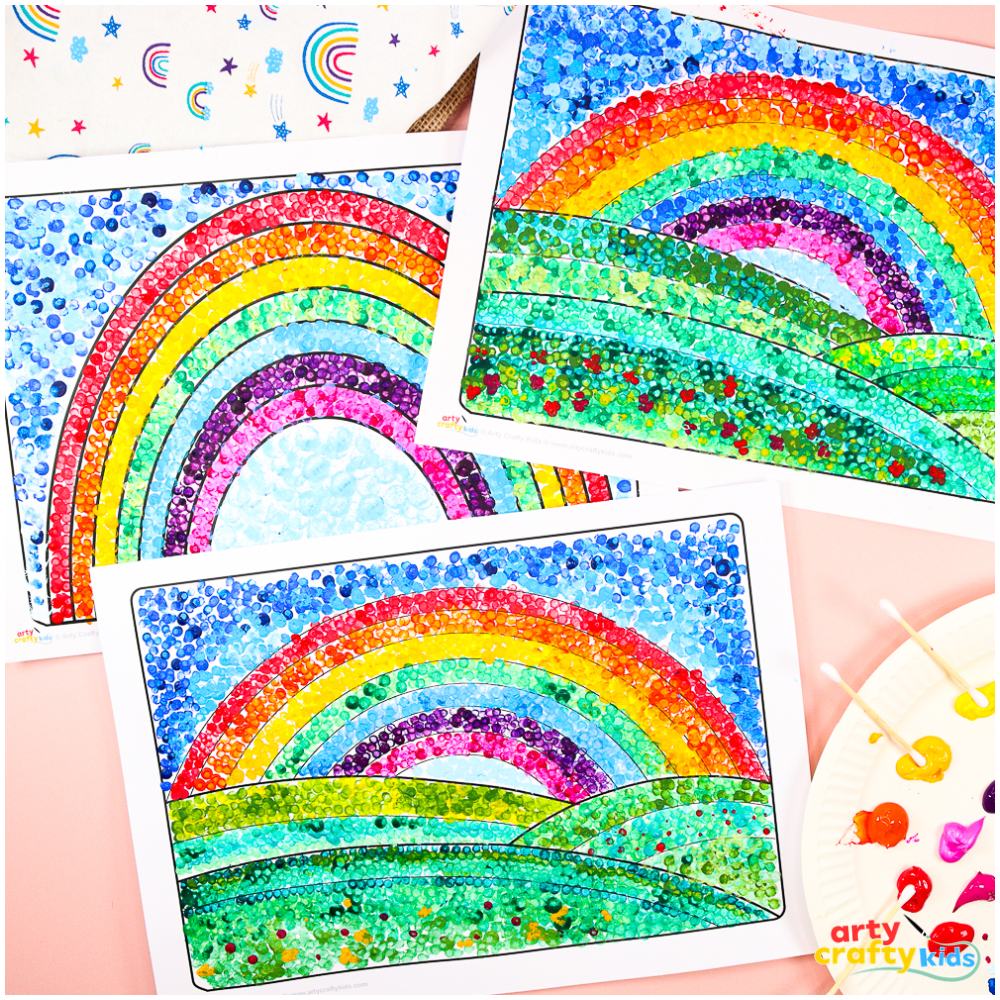 Simple Rainbow Pointillism Art - Arty Crafty Kids for Free Printable Patterns Pointillism