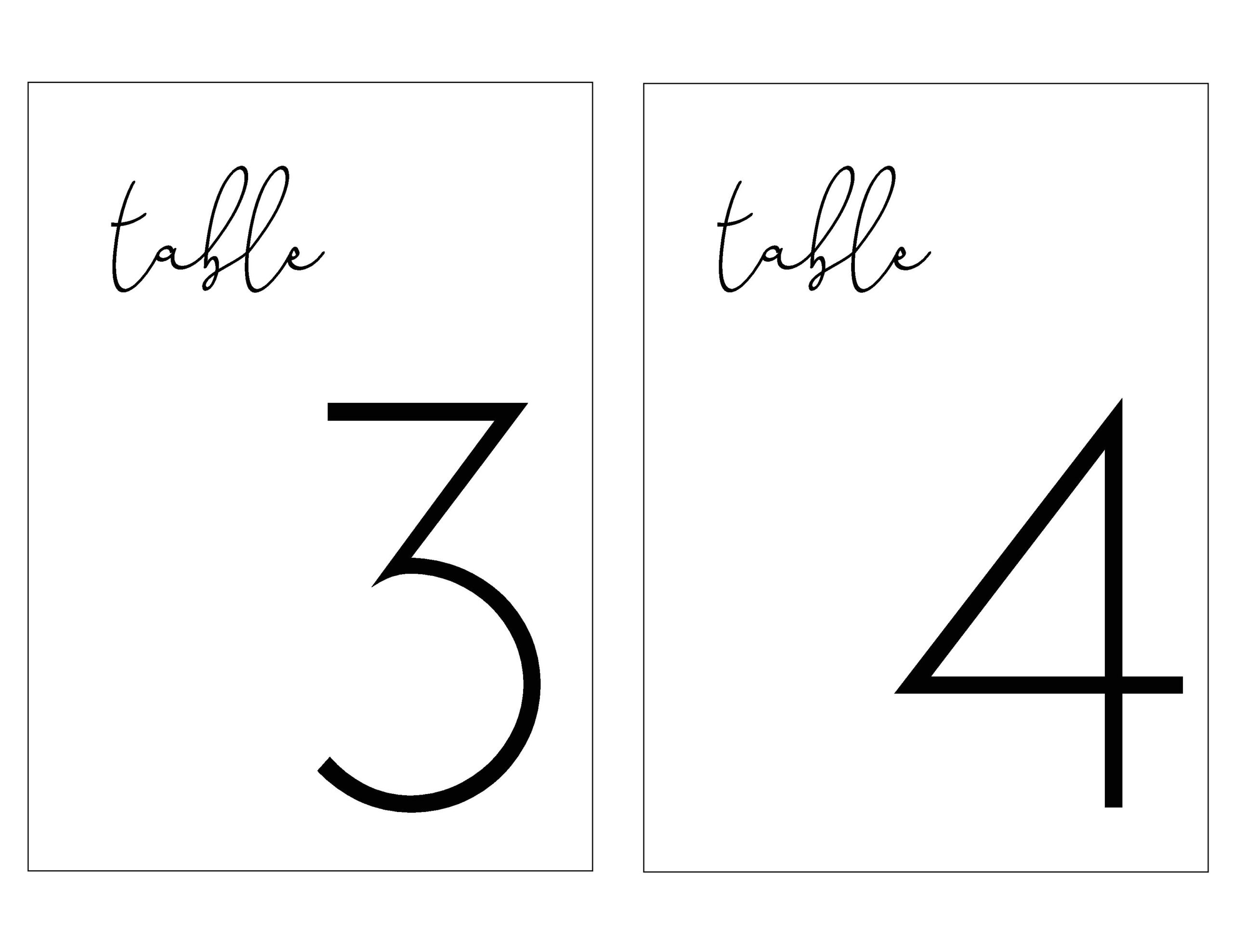 Simple Table Numbers | Set Of 40 | Instant Digital Download | 5×7 inside Downloadable Free Printable Table Numbers