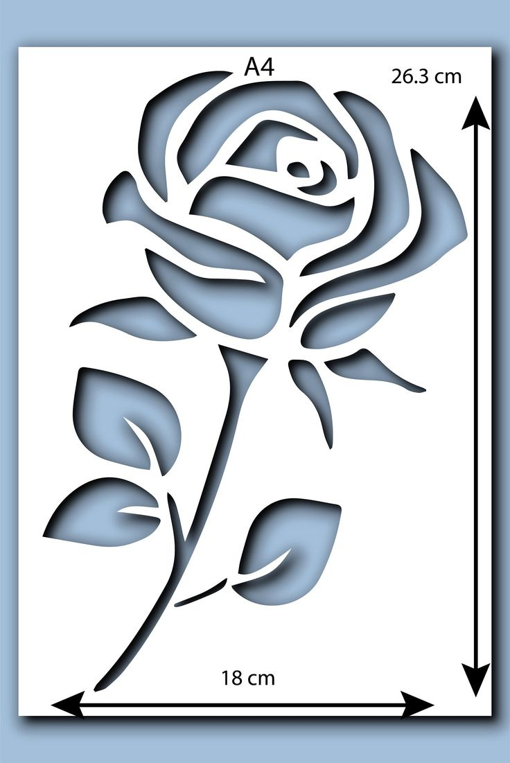 Single Rose Stencil A4 A3 Size 190 Micron Mylar Petals Reusable pertaining to Printable Stencils Rose Petals and Leaves