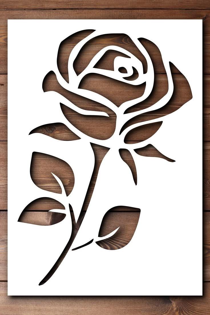 Single Rose Stencil A4 A3 Size 190 Micron Mylar Petals Reusable throughout Printable Stencils Rose Petals And Leaves