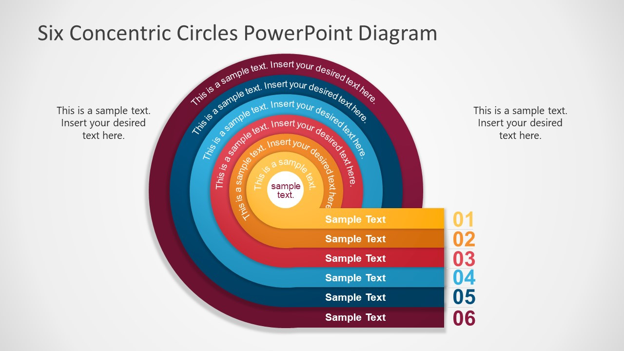 Six Concentric Circles Powerpoint Diagram Template for Free Concentric Circles Template