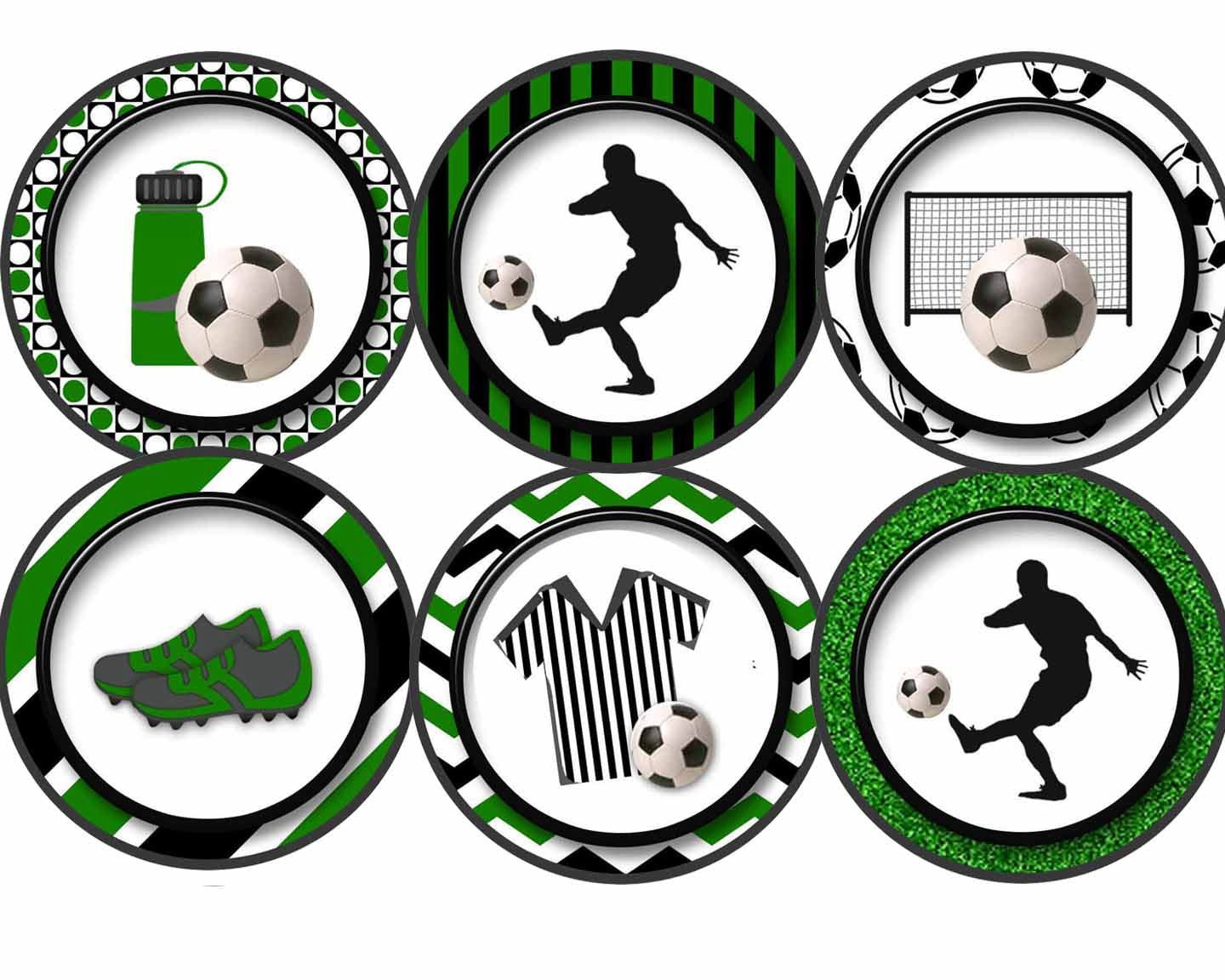 Soccer Cupcake Toppers, Soccer Birthday Party Cupcake Toppers with Free Printable Football Cupcake Toppers