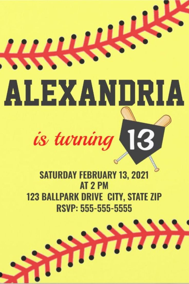 Softball Birthday Invitations | Softball Themed Birthday Party for Free Printable Softball Party Invitations