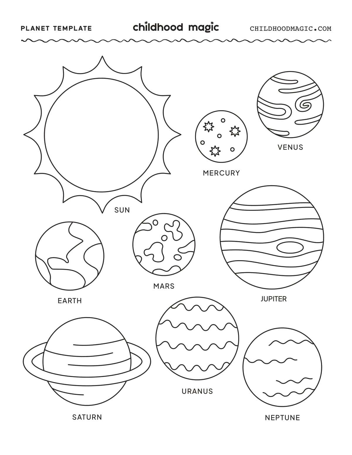 Solar System Coloring Page- A Free Planet Printable - Childhood Magic with Free Printable Planets To Cut Out