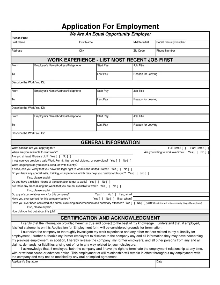 Spanish Application Employment ≡ Fill Out Printable Pdf Forms Online regarding Free Printable Spanish Job Application Form