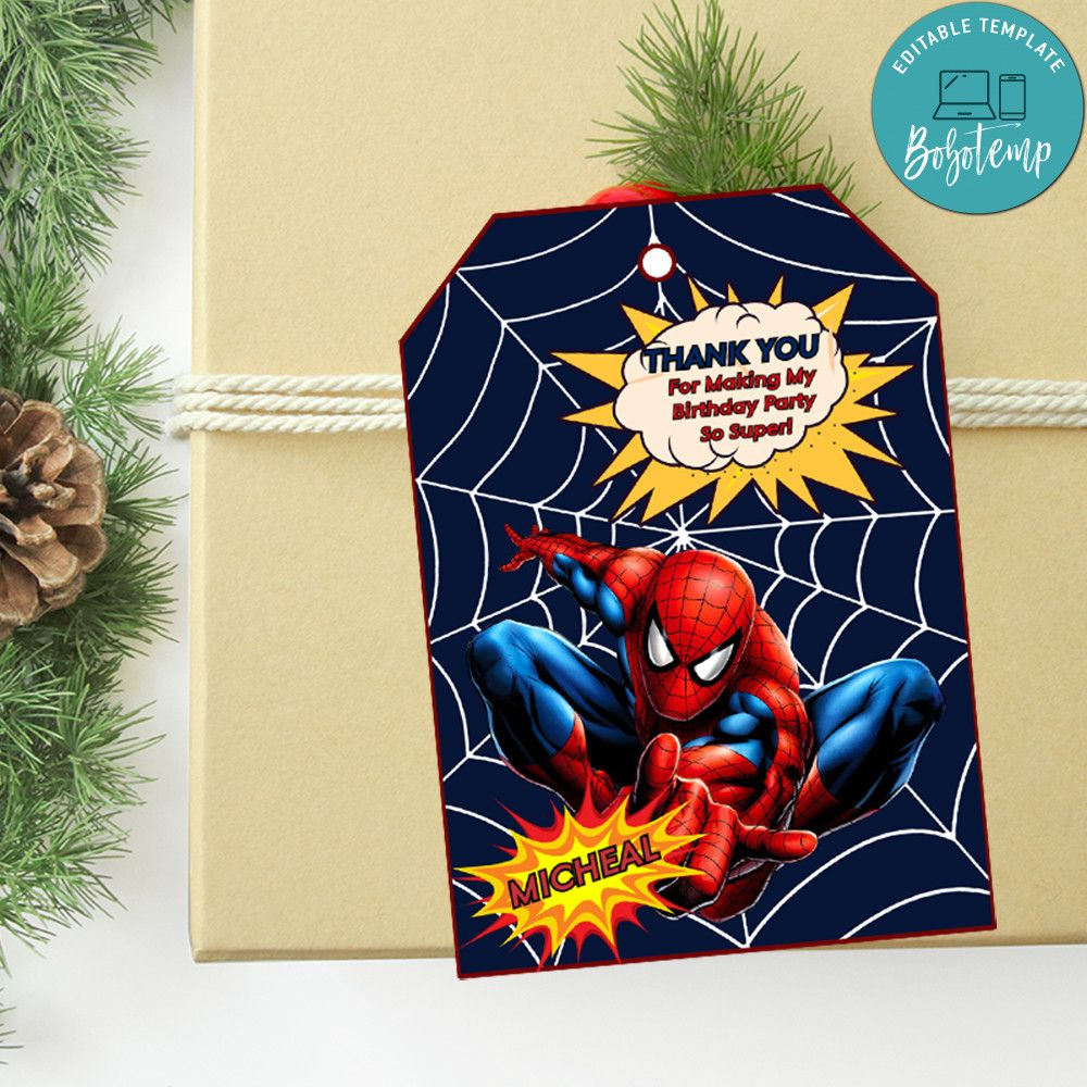 Spiderman Thank You Tag Template To Print At Home | Bobotemp pertaining to Spiderman Tags Free Printable