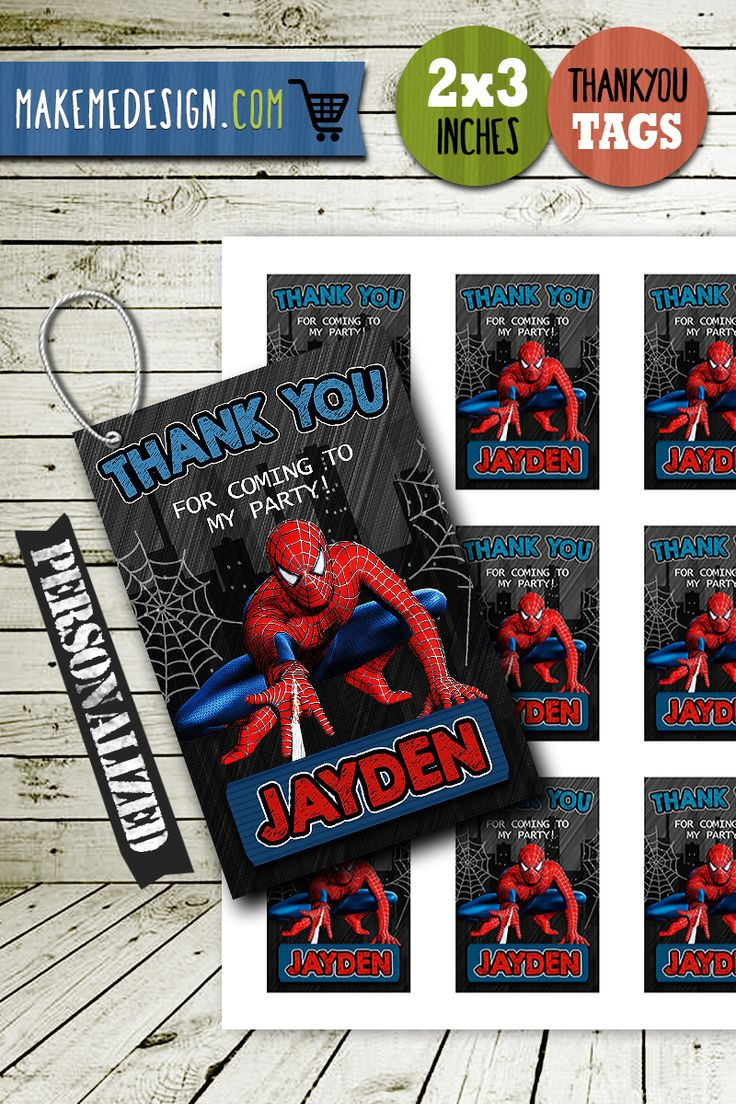 Spiderman Thank You Tags, Diy - Makemedesign with Spiderman Tags Free Printable
