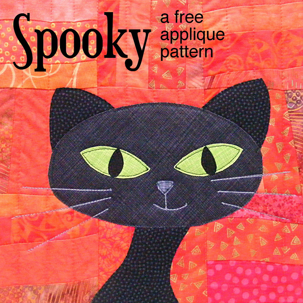 Spooky – A Free Cat Applique Pattern - Shiny Happy World intended for Free Printable Cat Applique Patterns