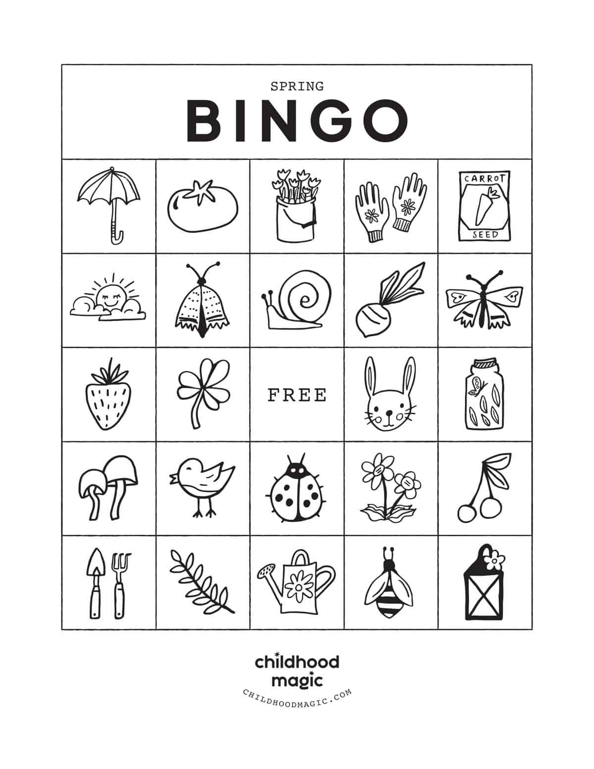 Spring Bingo - Childhood Magic with Spring Bingo Free Printable