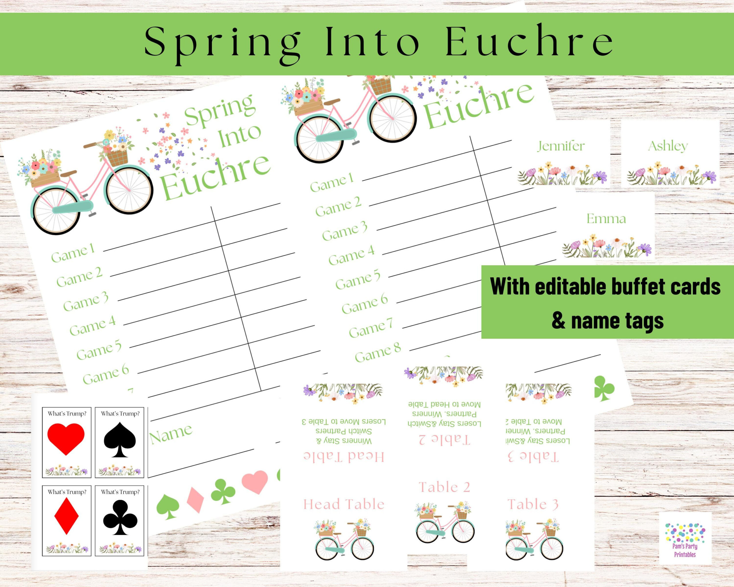 Spring Into Euchre, Euchre Score Sheet, Spring Euchre, Printable in Free Euchre Printables