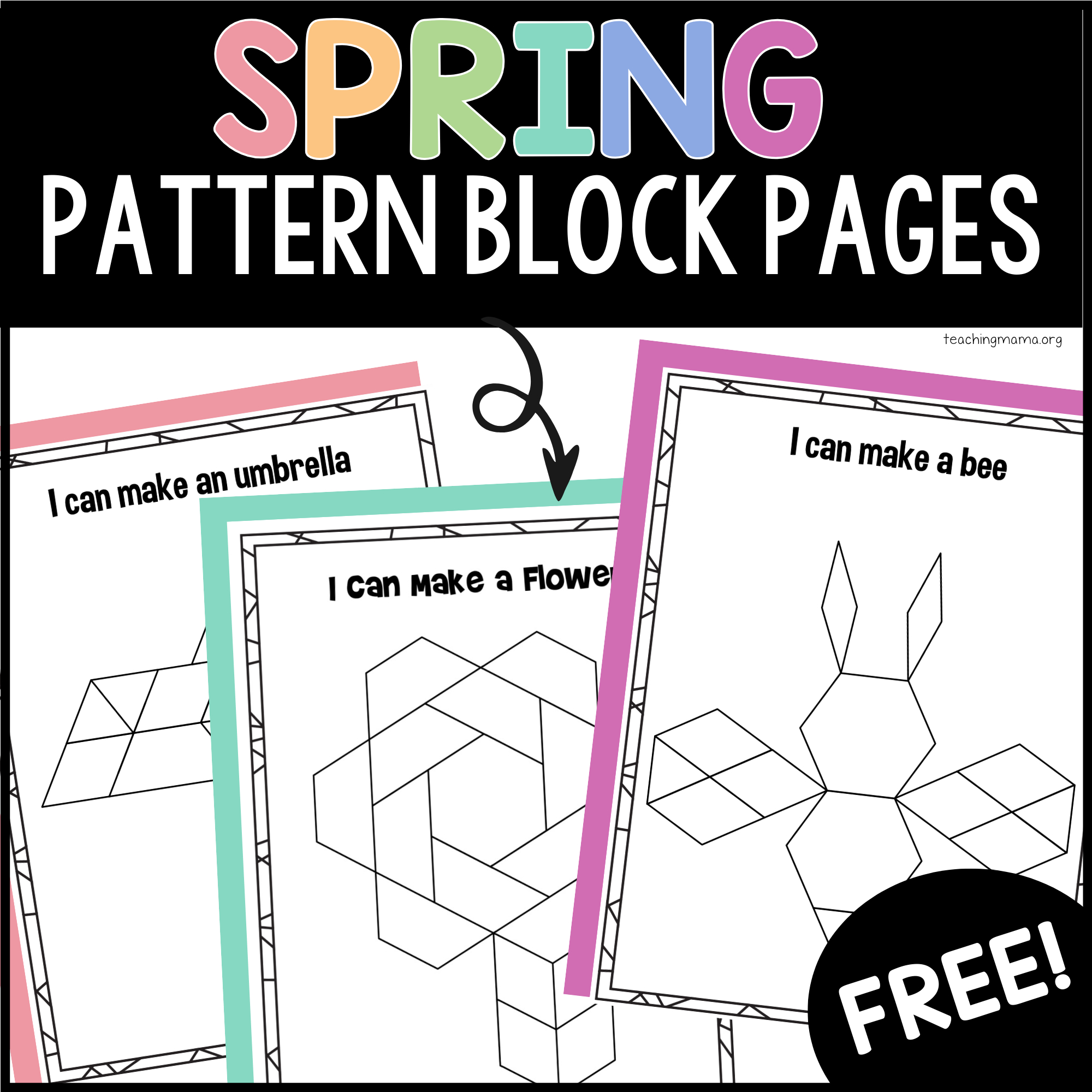 Spring Pattern Block Printables - Teaching Mama with regard to Free Pattern Block Puzzle Printables