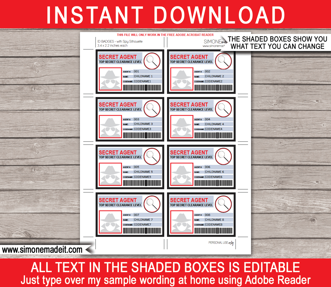 Spy Or Secret Agent Badge Template - Red for Free Printable Spy Badges
